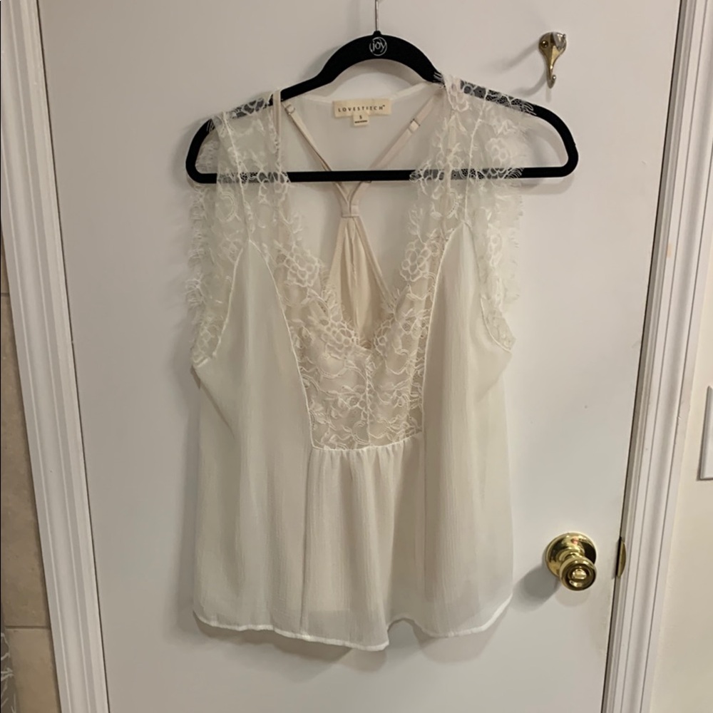 Lovestitch Cream Sleeveless Ruffled Blouse in size S